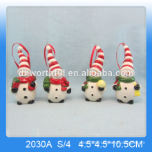 New ceramic snowman figurine,christmas hanging decoration for 2016 christhas party